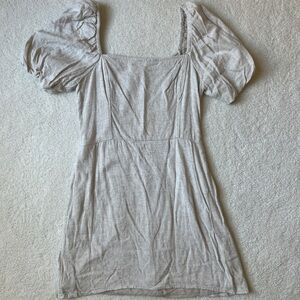 Abercrombie & Fitch Square Neck Puff Sleeve Tunic - Light Taupe